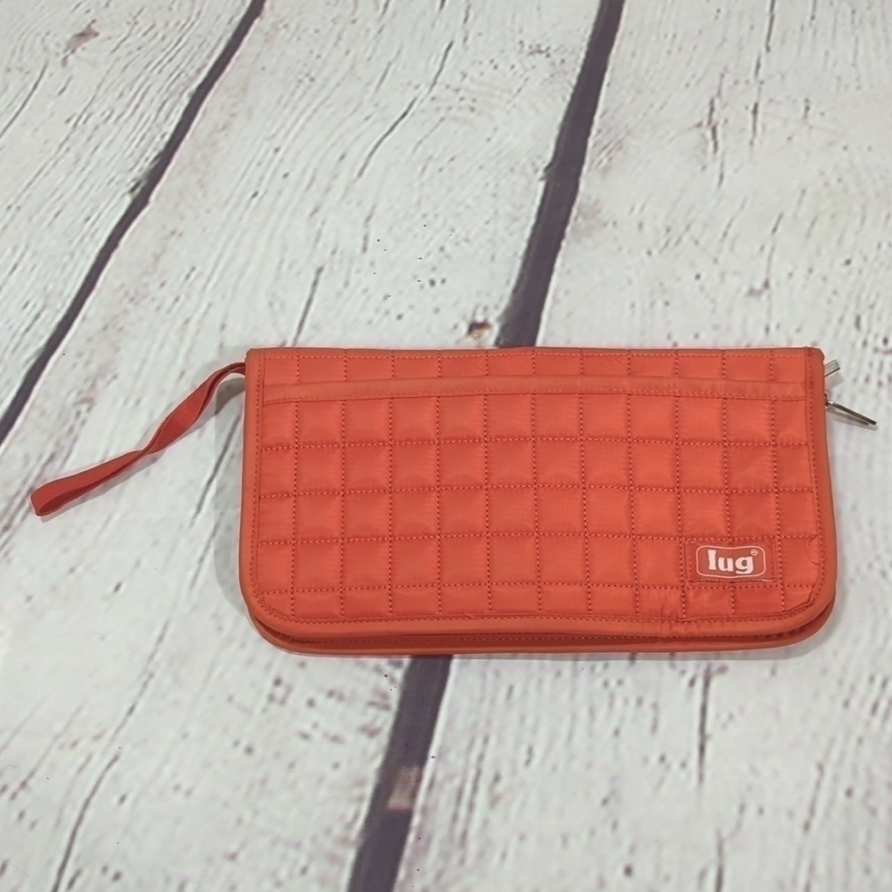 LUG - Tango Red Quilted Zip Around Travel Wallet with Wristlet